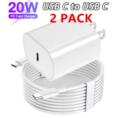 For Android Samsung 20W Type C Fast Charger Adapter Block USB C Charging Cable