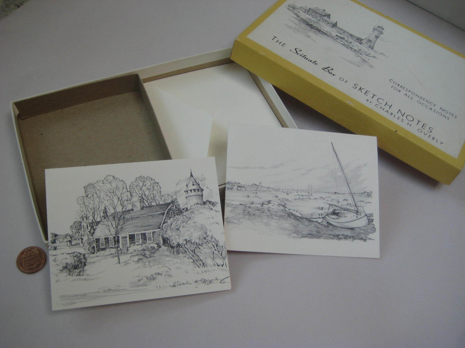 vintage Scituate Ma SKETCH NOTES Cudworth House Lawson Charles H Overly