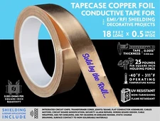 COPPER FOIL CONDUCTIVE TAPE, 1/2” WIDE x 18 FEET LONG, SHIELDING & DECORATION
