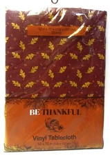 Kmart "Be Thankful" (Fall Leaves & Acorn) 52" x 70" Vinyl Tablecloth