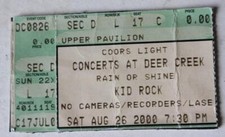 Kid Rock 2000 Concert Ticket Stub Deer Creek Music Center Noblesville Indiana +