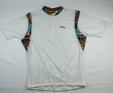 Vintage Tinley Womens White/Colorful Pattern Cycling Jersey Made in the USA XL