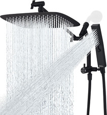 Matte Black 12" All Metal Rain Shower Head Handheld Spray Combo