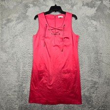 Calvin Klein Dress Womens M 10 Pink Sleeveless Lace Up V-Neck Pockets