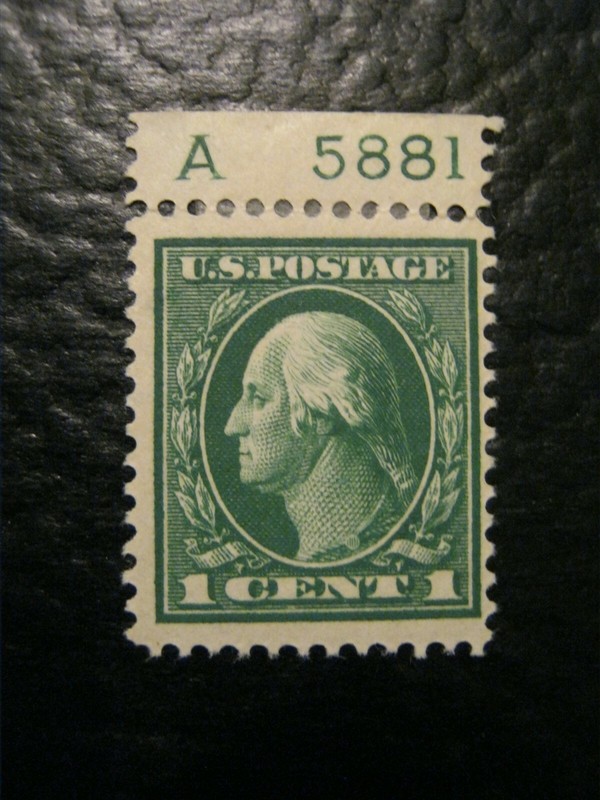 1912 1c Green Postage Stamp Scott 405 Top Plate 5881 (RARE) Well Extremely Fine.