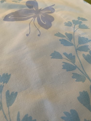Lenzuolo e federa piatta vintage anni 70 Springmaid farfalla blu - Foto 10 di 11