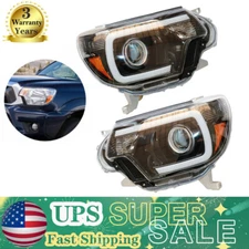 Projector Head Lights Lamps w/LED DRL Bar For 2012-2015 Toyota Tacoma Left+Right