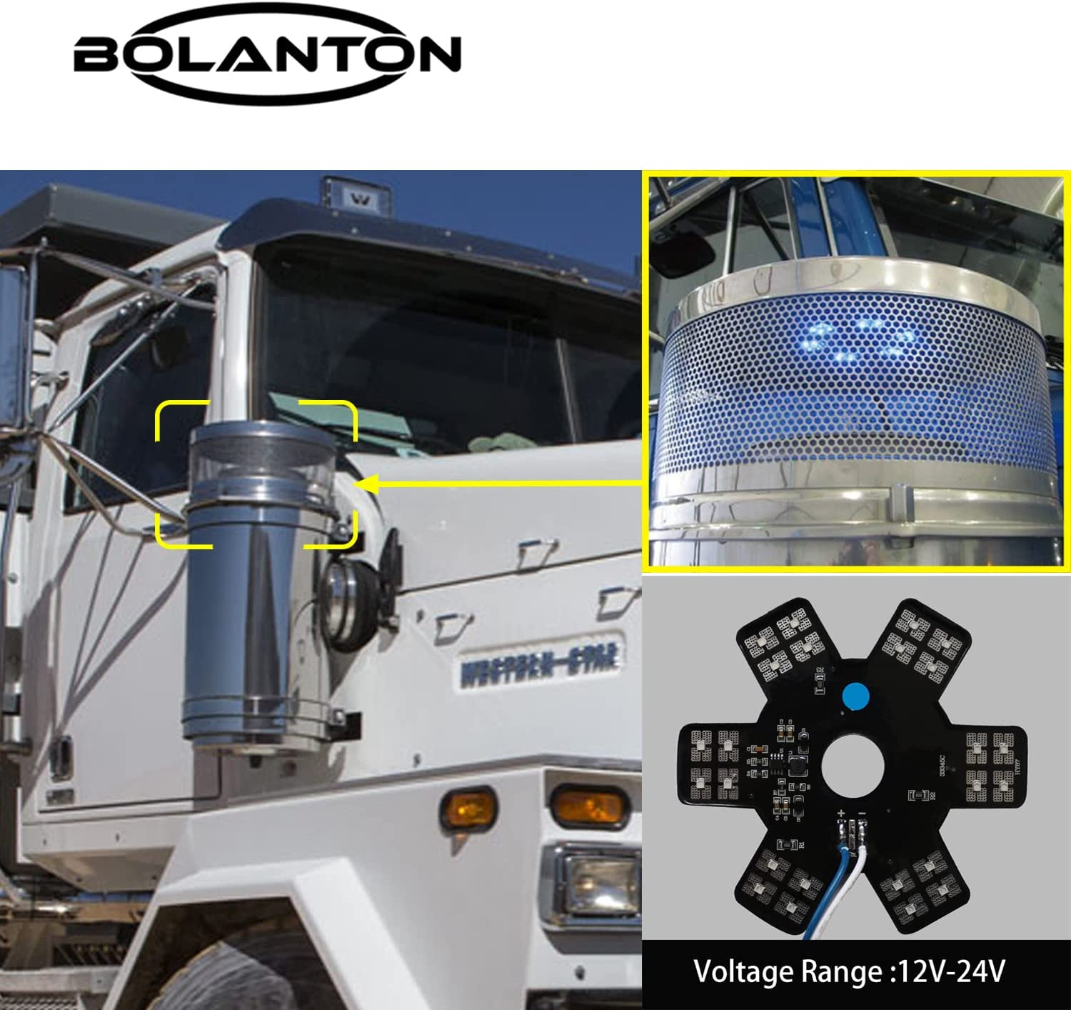 Air Cleaner LED Light 5"Truck Decorative Hex Style Air Filter Lamp for