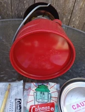 Coleman Red Lantern #200A 06/77 Amber Pyrex Globe Tray Xtra Parts USA 🇺🇸 Nice1