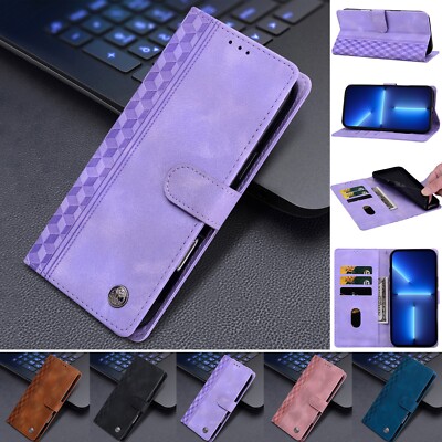 Magnetic Grid Leather Wallet Phone Case For Samsung A34 A36 A04S A16 A15 A56 A14