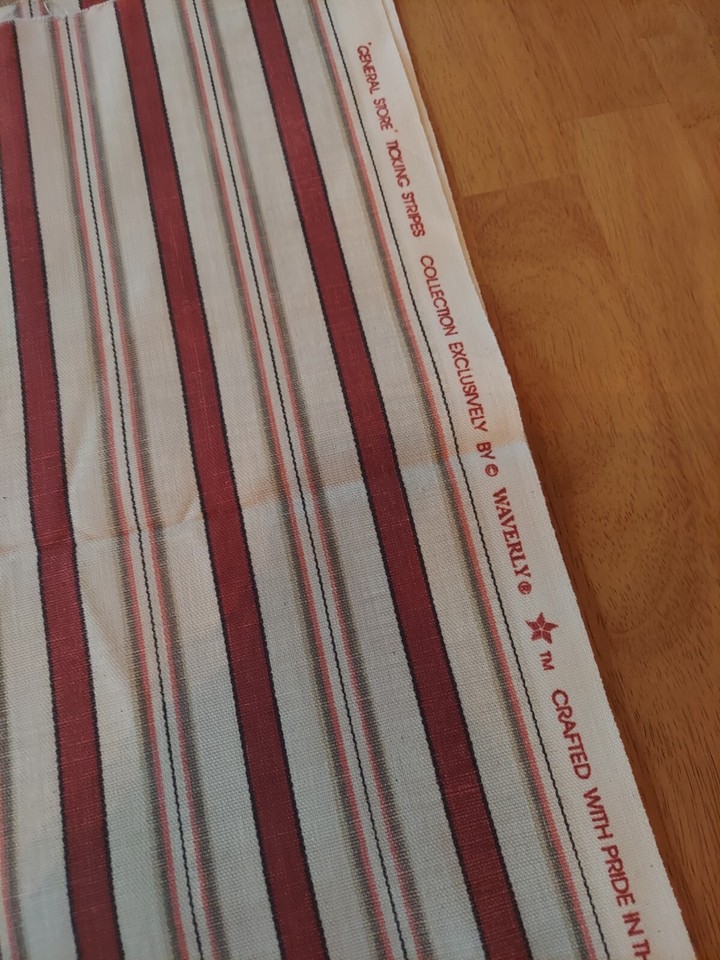 VINTAGE WAVERLY GENERAL STORE RED & CREAM STRIPE FABRIC 2 Yards eBay