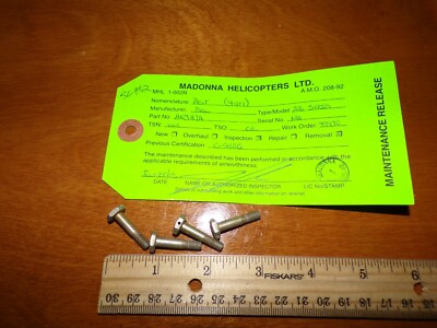 Bell 206 Helicopter Lock Nuts NAS-1493-7 and Bolts AN3H7A, AN5DDH7A, AN6DDH10A