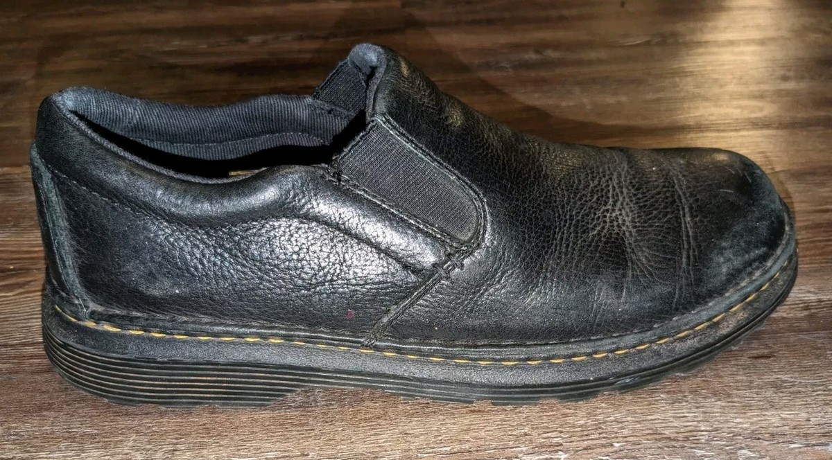 Dr. Doc Martens Black Leather Men\'s Size 12 Slip Ons 11818 Doc Martens Boyle mens black leather slip on shoes size 12  main image 4