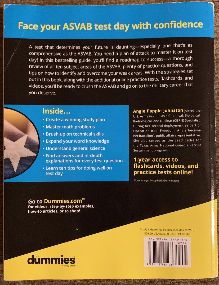 ASVAB For Dummies 2021/2022, Johnston, Angie Papple [2022], 43 OFF