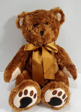 Ms Teddy Bear Plush Sitting Brown Bear With Brown Bow Ribbon 11.5"