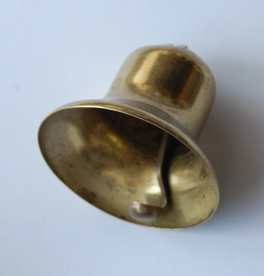 VINTAGE BRASS PLATED METAL BELL WORKS   1 & 1/2 inches tall