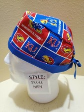 Kansas block Men's Skull/Chemo Surgical Scrub Hat/Cap Handmade