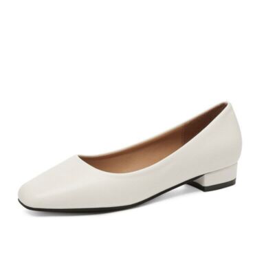 Women Dress Shoes Square Toe Low Heels Pumps Slip On Flats