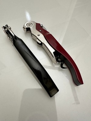 (2) Pulltex ClickCut Black / Burgundy Waiters Corkscrew Wine Key Opener