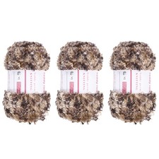 3pcs Fur Yarn Soft Fluffy Chunky Yarn Fuzzy Yarn Dark Brown for Crocheting,50m