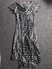 Soon Matalan Midi Dress Size 12 Black White Abstract Print Cowl Neck