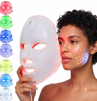 7-Color LED Light Therapy Mask for Face Acne Care_White_Adjustable_Portable