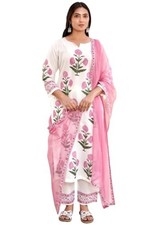 GoSriKi Women's Rayon Viscose Straight Printed Kurta with Pant  Dupatta