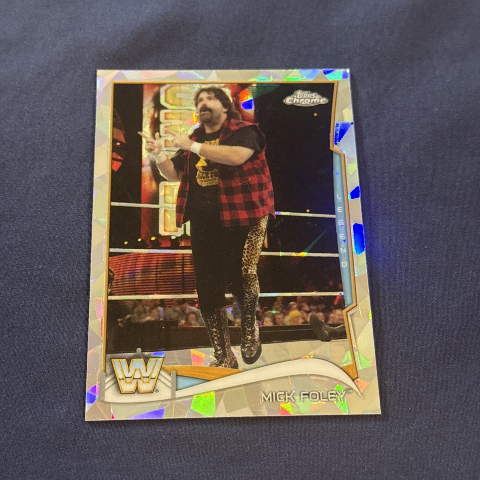 Mick Foley 2014 Topps WWE Chrome Atomic Refractor Card #106