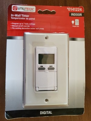 Utilitech - In-Wall 7 Day Indoor Digital Timer - #0141224 - On / Off - Open Box