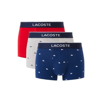 Lacoste Boxershorts 3er Pack Herren Blau Grau Rot Boxershorts Trunks Größe M