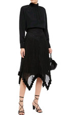 Zimmermann Midi Skirt Size 1 AU/UK10-US6 Espionage Black Pleated Asymmetric Hem