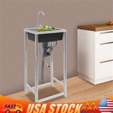 Commercial Utility Sink Stainless Steel Kitchen Sink 1 Compartment with Faucet