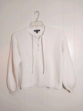 Ann Taylor Weekend Cream Ribbed Chunky Soft Sweater XS NWT
