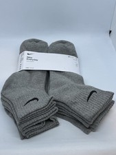 NWT NIKE Dri-Fit Everyday 6 Prs Men's 8-12 Gray / Black Logo Cotton Ankle Socks