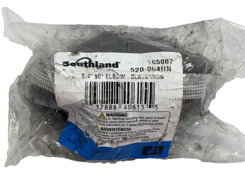 Southland 3/4" 90 Degree Elbow Black Iron Pipe Fitting 520-004HN New Plumbing