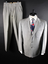 Vintage 1950s Gray Wool 2 Button Mens Suit Size 37 Hollywood Rockabilly