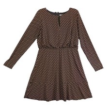 Loft Floral Black Blouson Dress Sz 8 Keyhole Neck Long Slv Dark Academia Chic