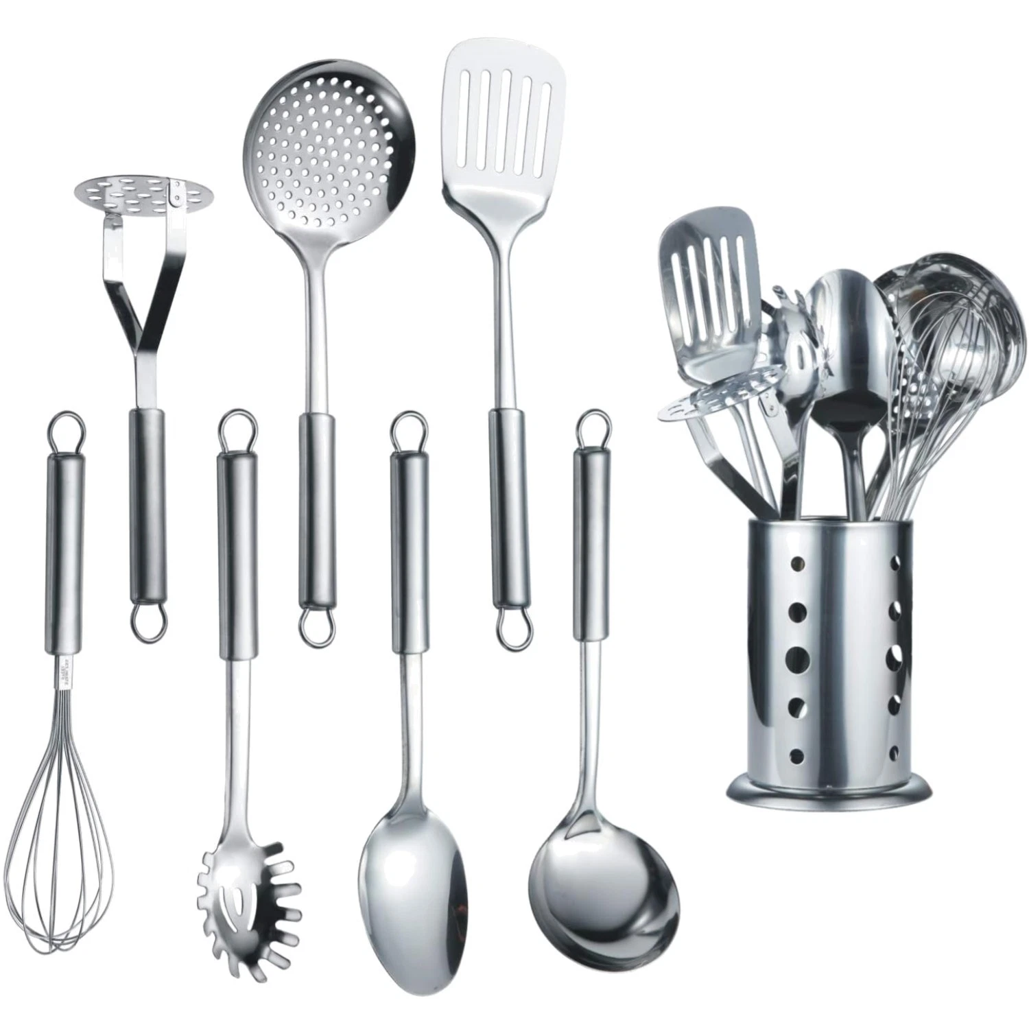 Cooking Utensil Set 8 Piece, Stainless Steel Kitchen Tool Set with Stand,Cook...
