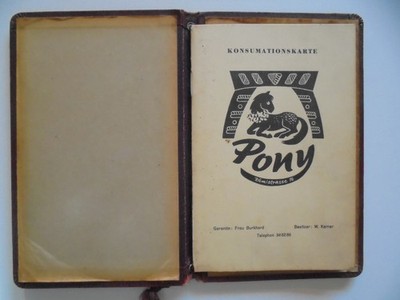 alte Speisekarte des Beat Club -  Tea Room Pony , Zürich Rämistr. , 60er Jahre