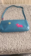 Radley Turquoise Leather Mini Handbag With Cloth Duster Bag