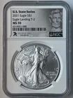 2021 American Silver Eagle $1 Type 2 U.S. State Series Illinois NGC MS70