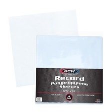 BCW 4 Mil Record Sleeves 12 Inch - 100 ct  Clear Polypropylene Vinyl Album Pr
