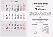 Kalenderbl&auml;tter 3 Monatskalender 2027 - 2028 / Ersatzbl&auml;tter Tischkalender Vela