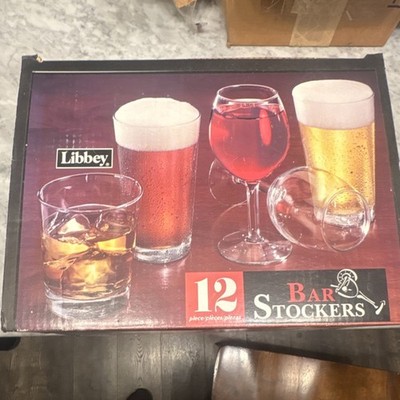 Libbey Bar Stockers Glassware Set, Clear, 12-Piece, Pint, Rocks, Wine Glasses