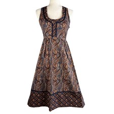 Vintage Cranston Print Works Cottagecore Midi A-Line Dress Size XS/S Paisley USA