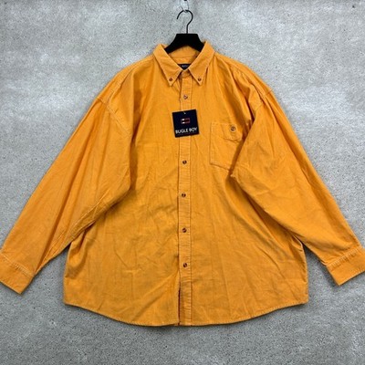 Bugle Boy Shirt Mens Size XXL Orange Corduroy Long Sleeve Button Up NWT Y2K VTG