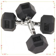 Rubber Encased Hex Dumbbells, 10 Lbs Pair, Black