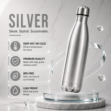 Water Bottle Stainless Steel Double Wall Vacuum Insulated 500ML Thermal Flask UK