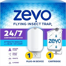 Zevo Flying Insect Trap (1 Plug in Device & 1 Cartridge) NEW