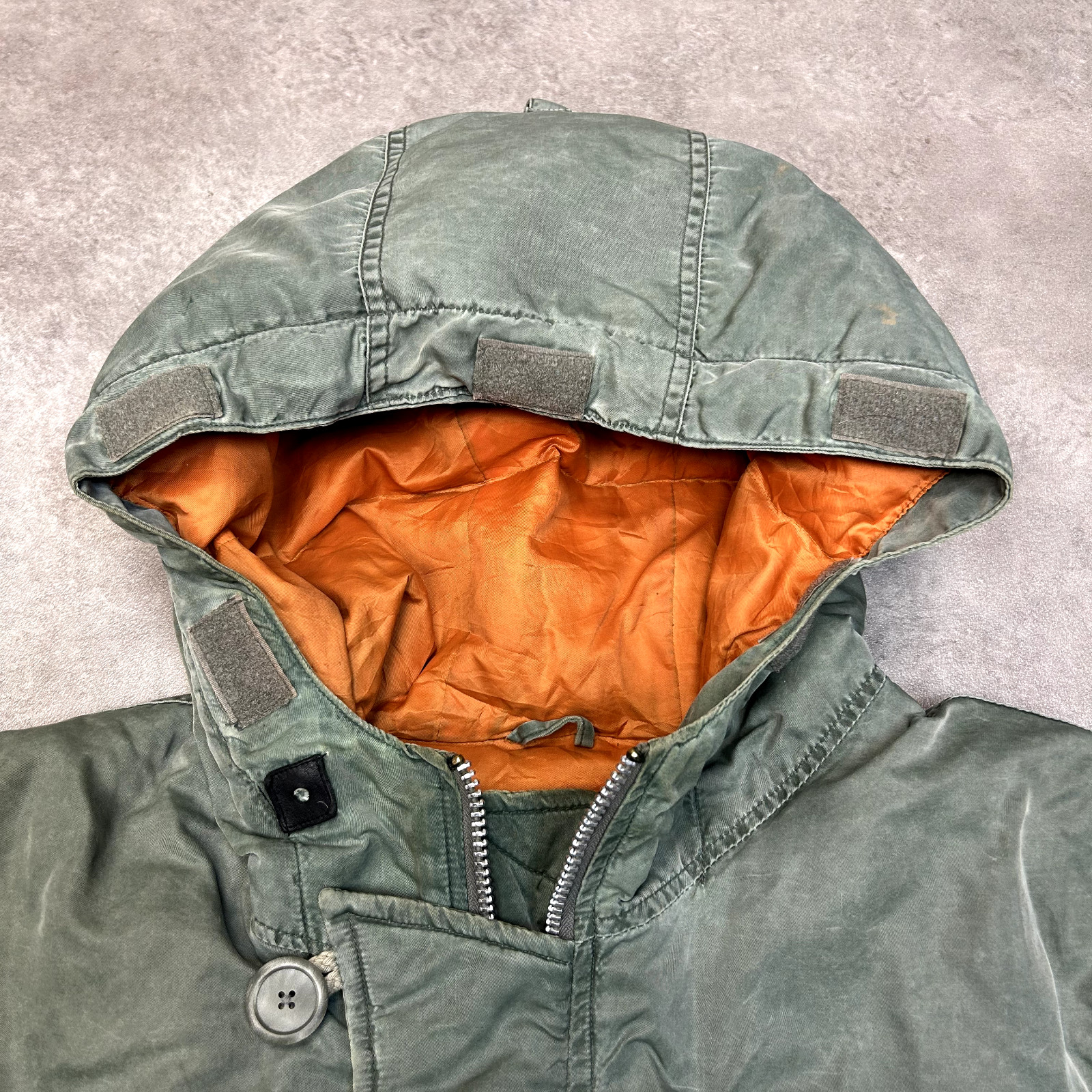 DKNY Parka Jacket Mens Medium Quilt Lined Military Air Force Flight Coat, Green image 2
